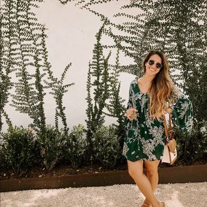 Green floral baby doll flowy dress